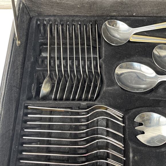 Solingen Silverware Germany 18/10 66 Piece Dinnerware Plus Case Incomplete - Picture 9 of 16